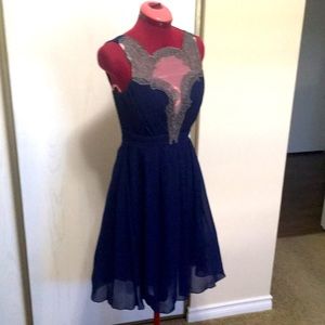 Little Mistress navy blue lace dress Size US 4